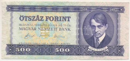 1990. 500Ft "E 093 011662" nyomdai festékfoltok T:F szép papír Adamo F43