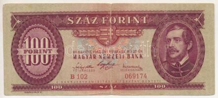 1947. 100Ft "B 102 069174" T:VG beszakadás Adamo F27