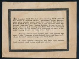 1827 Buda, alsó-szomolányi Nagy Ignác táblabíró, aranysarkantyús vitéz halotti értesítője, kissé gyűrött, 16x21 cm
