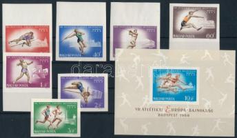 1966 Atlétika EB vágott sor és blokk / Mi 2262-2269 imperforated set + Mi 54 imperforated block