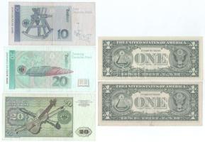 Német Szövetségi Köztársaság 1980. 20M + 1993. 10M + 20M + USA 1988-1993. 1$ (2xklf) T:F
 Federal R...