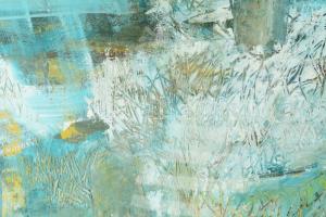 Jelzés nélkül: Fűszálak. Akril, farost. Üvegezett fakeretben. Hátoldala foltos. 50×69 cm