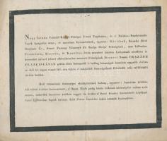 1828 Pest, nemes dezséri Országh Franciska halotti értesítője, kissé foltos, 28x21,5 cm