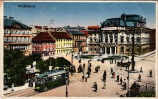 1931 Pozsony, Pressburg, Bratislava; Városi színház, villamos / theatre, tram (EK)