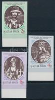1988 Történelmi arcképcsarnok ívszéli vágott sor / Mi 3956-3958 imperforated margin set