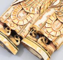 Császár és császárné szoborpár. Kína, cca 19. sz. közepe, faragott elefántcsont multicolor festésű é...