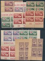 1946 Vöröskereszt 6 db fogazott és 4 db vágott 4-es tömb + Mihály kiráky fogazott és vágott 4-es tömb