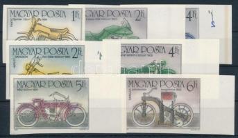 1985 100 éves a motorkerékpár vágott sor, szinte mindegyik érték ívszéli / Mi 3798-3804 imperforated set