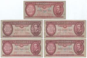 1957-1968. 100Ft (10db, 4xklf) T:F,VG közte erős papír