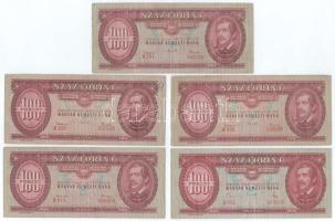1957-1968. 100Ft (10db, 4xklf) T:F,VG közte erős papír