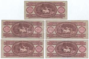 1957-1968. 100Ft (10db, 4xklf) T:F,VG közte erős papír