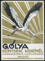 Gólya. Konstsek Kornél gyermekkelengye - különlegessége, reklámcímke