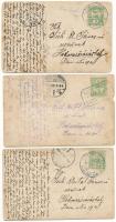 1914 Petrilla, Lónyaytelep, Lónya, Petrila - 3 db RÉGI fotós képeslap vegyes minőségben: építkezés, ...