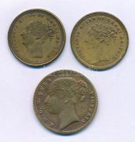 Nagy-Britannia 1849 k. "Viktória királynő - 1/2 Sovereign" kétoldalas sárgaréz számláló zseton (20mm) + DN "Viktória királynő / Kétfejű sas" kétoldalas sárgaréz zseton (2xklf: 20mm + 22,5mm) T:VF, patina Great Britain cca. 1849 "Queen Victoria - 1/2 Sovereign" two-sided brass counter token (20mm) + ND "Queen Victoria - Double-headed eagle" two-sided brass token (2xdiff: 20mm + 22,5mm) C:VF, patina