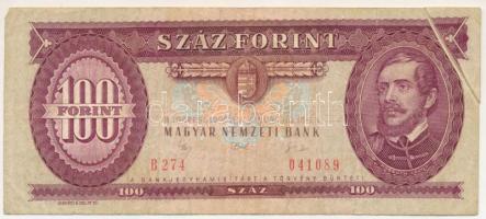 1992. 100Ft "B 274 041089" látványos nyomdahibával T:F Adamo F37