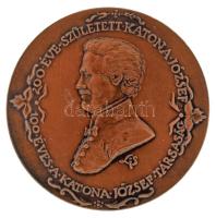 Lapis András (1942-) 1991. "200 éve született Katona József - 100 éves a Katona József Társaság / 25 éves a szervezett éremgyűjtés Kecskeméten 1991" kétoldalas bronz emlékérem, sérült műanyag dísztokban (42,5mm) T:AU Adamo KT2