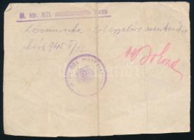 1945 Munkaszolgálatos felmenéséről szóló tisztiorvosi igazolvány