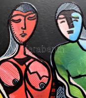 Jelzés nélkül: Női és férfi akt. Olaj, farost. 73,5x58 cm