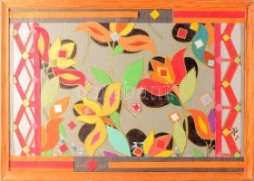 Olvashatatlan jelzéssel: Nyár. Kollázs, vegyes technika, papír. Fakeretben. 45x65 cm