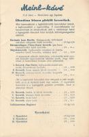cca 1920-1940 Mein Gyula Rt. Téli árjegyzék. Bp., Bakács, 15+1 p