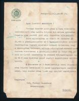 báró Collas Dezső által aláírt levél pénzügyminisztériumi levélpapíron