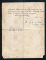 báró Collas Dezső által aláírt levél pénzügyminisztériumi levélpapíron