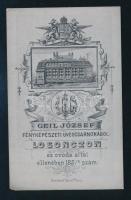 cca 1880 Úr portréja, vizitkártya Geil József losonci műterméből, a verzón a műterem képével, 10,5x6...