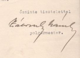 Zánorszky Nándor Budafok polgármesterének aláírása városi levélpapíron