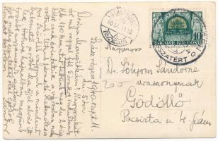 1940 Szászrégen, Sächsisch-Regen, Reghin; bevonulás, náci horogkeresztes zászló, automobil, teheraut...