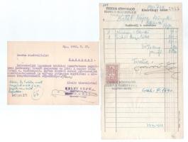 1943 Móricz Erzsébet (1916-1971) Móricz Zsigmond lányának levele a Kelet Népe kiadójához, melyben apja halála miatt kifizetetlen jegyzékről van szó, mellékelve a levélhez tartozó számla