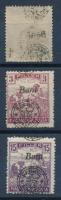 Nagyvárad 1919 3 db elcsúszott felülnyomás, az egyik ívszínátnyomat (15f rozsda, szakadás / stain, torn)
