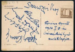 ca 1955 Feleky Kamill, Ráthonyi Róbert, Somogyi Vera, Borvető János aláírása a Csárdáskirálynő előadásáról