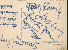 ca 1955 Feleky Kamill, Ráthonyi Róbert, Somogyi Vera, Borvető János aláírása a Csárdáskirálynő előad...