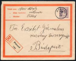 1918 Ajánlott 35f díjjegyes boríték "PÁKOZD"
