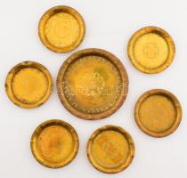 Bronz pralinékínáló szett, tál és 6 db tálka, d: 8-12,5 cm