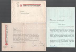 ca 1940 Lombár László, a Bethlen nyomda igazgatójának aláírt levele és válaszlevél fejléces borítékkal