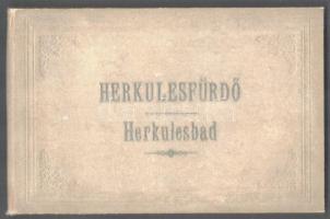 cca 1910 Herkulesfürdő / Herkulesbad, 12 színes képből álló leporello, kétnyelvű (magyar, német) feliratokkal, kopott borítóval, foltos hátoldallal, a hatások mentén kopott.