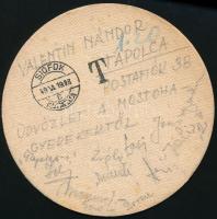 1918 Tapolca, "Aranyászok Sör" Kőbányai Polgári Serfőzde söralátét. Budapest, Globus-ny.&q...