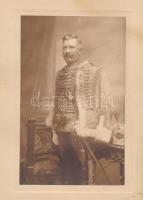 cca 1890-1900 Vármegyei hajdú díszegyenruhában, Bp., Goszleth és Fia, fotó kartonon, az alsó és felső szélen vágott, fotó: 19x12 cm, karton: 23x17 cm