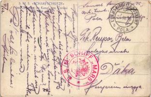 1916 SMS Scharfschütze im Gefechte im Kanal von Corsini am 24. Mai 1915. / SMS Scharfschütze az Oszt...