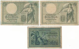 Német Birodalom 1904. 5M + 1906. 10M (2x) T:VG,F German Empire 1904. 5 Mark + 1906. 10 Mark (2x) C:VG,F