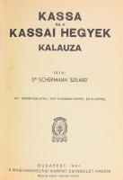 Schermann Szilárd: Kassa és a kassai hegyek kalauza. Két térképvázlattal, egy panorámaképpel és 63 képpel. Bp., 1944., Magyarországi Kárpát Egyesület, (Légrády-ny.), 352 p.+1 (kihajtható panorámakép) t. + 2 (térképek, Kassa belterülete, 15x18 cm; Kassai hegyek utvonalvázlata, 42x55 cm) t. A 321. és 352. oldalak között fekete-fehér fotókkal illusztrált. Kiadói papírkötés, későbbi félvászon védőkötésben, szép állapotban