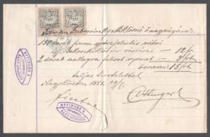 1887 Nagykőrös, Ottinger E. könyvnyomda, a tulajdonos által aláírt számla