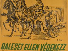 1925 Mozgó kocsiról ne ugorj le. Matskássy Pál által tervezett plakát. OTI Balesetelhárítási Propaga...