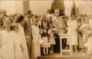 1932 Fábiánsebestyén, római katolikus templom felszentelése, ünnepség. photo (gyűrődés / crease)