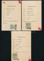 cca 1900 3 db igazolási jegy téglaverők, zenészek részére. Kiskunfélegyháza