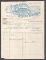 cca 1900 3 db dekoratív fejléces számla Nagy Zsigmond Lakberendezési kiállítása, Hirsch testvérek di...