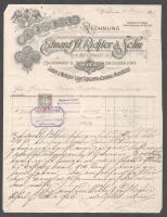 cca 1890-1900 4 db dekoratív fejléces számla Eduard Richter, Kunz és Mössmer, Weis Mihály, Nagykőrös divat, + Királyhidai katonai tábor fejléces levélpapír