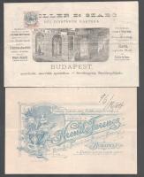 cca 1880-1900 Fejléces számlák gyűjteménye: Koller és Szabó Divatáru, Hugmayer vászon raktár, Kreutle Ferenc lenolaj és festék, Kátai József