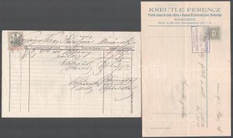 cca 1880-1900 Fejléces számlák gyűjteménye: Koller és Szabó Divatáru, Hugmayer vászon raktár, Kreutl...